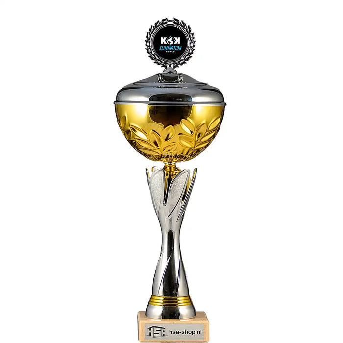 Beker Angie van 46 cm hoog met voorbeeld logo van KOK Kickbox.
