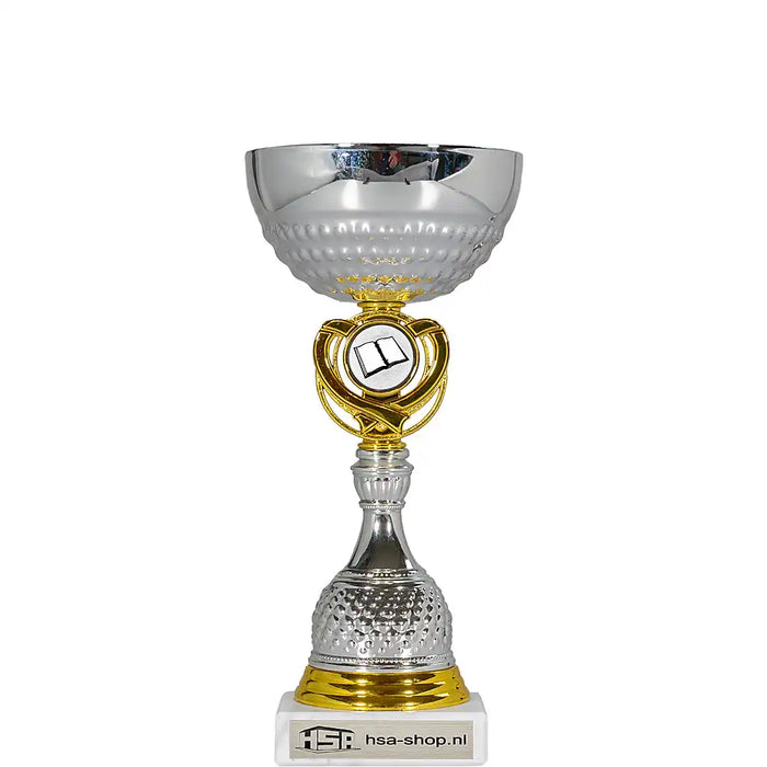Beker Livia 22 cm hoog met voorbeeld afbeelding van een boek voor een quiz prijs.