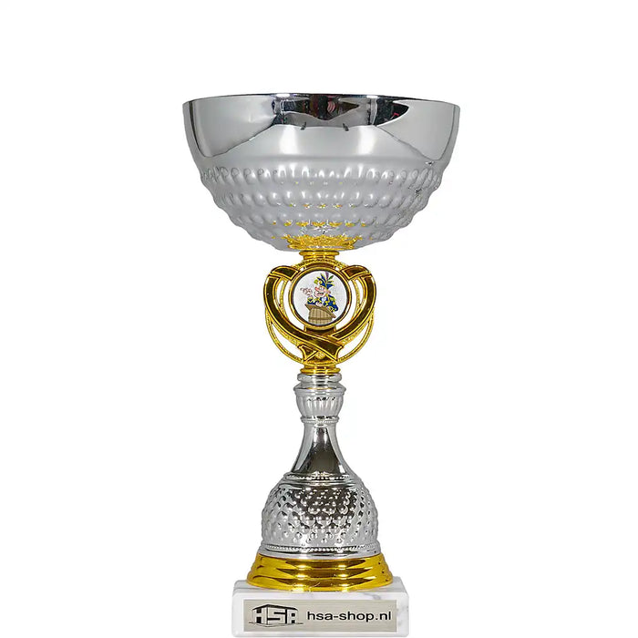 Beker Livia 23 cm hoog met voorbeeld afbeelding van carnavaleske tonprater.