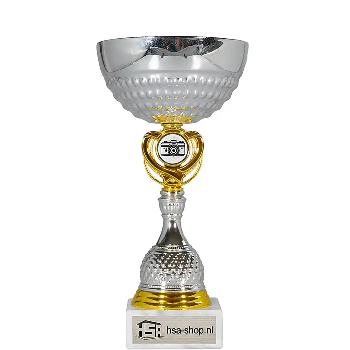 Beker Livia 24 cm hoog met voorbeeld afbeelding van fotocamera.