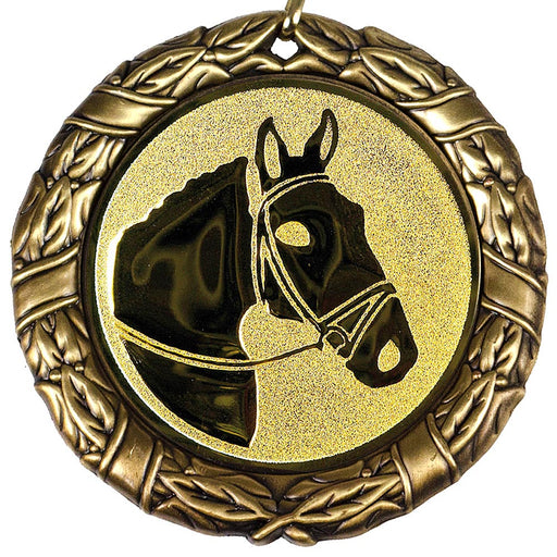 Medaille Edean goud close-up met afbeelding van paardehoofd