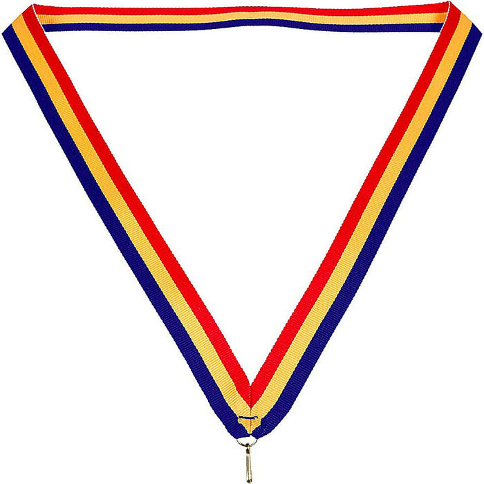 Halslint blauw-geel-rood met ringetje en haakje