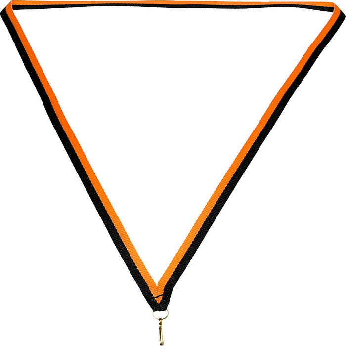 Medaille lint 10 mm zwart-oranje