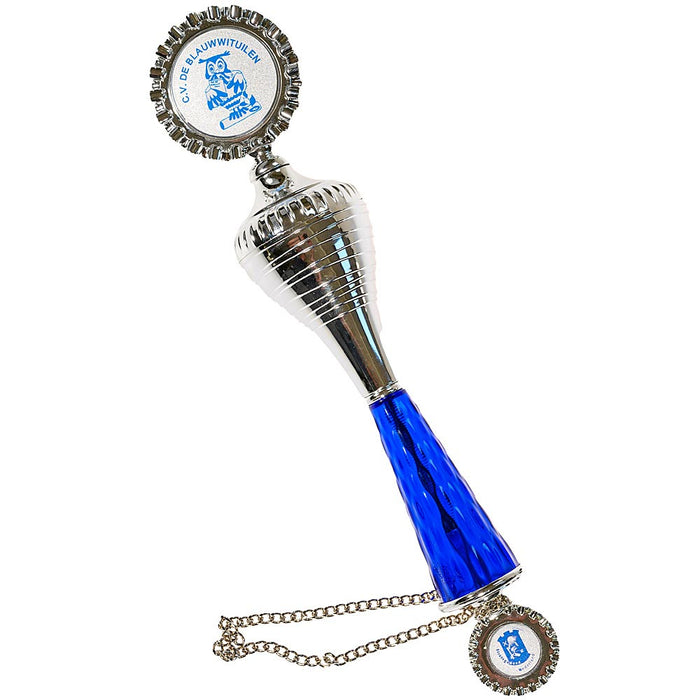Prinsenstaf Lorenzo zilver met blauwe accenten en logo's