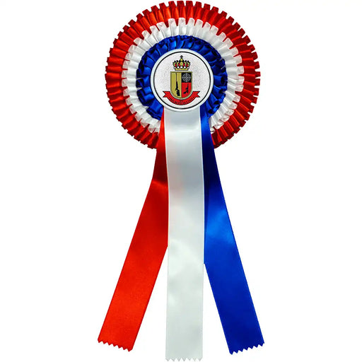 Rozet extra Nederland in Rood-wit-blauw met voorbeeld logo va Doublet Hulten.