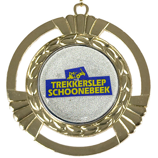Medaille Gustava goud met afbeelding eigen logo Trekkerslep Schoonebeek