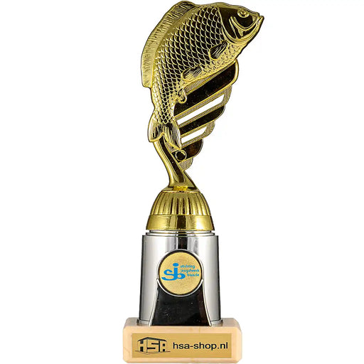 Trofee Adana Vissen 20 cm met voorbeeld logo SJB
