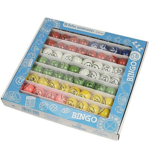 Bingoballen 1-90 doorsnee 37.5mm gekleurd