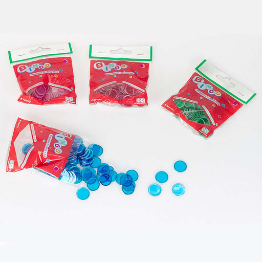 Bingofiches met metalen rand doorsnee 17mm overzicht alle kleuren