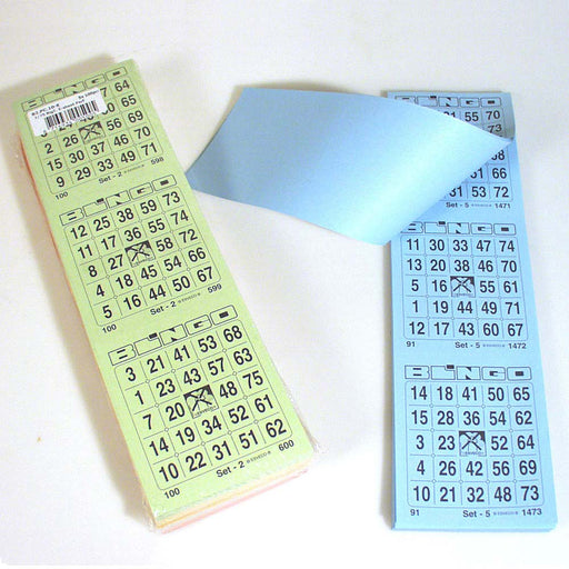 Bingokaarten 1-75 5 kleuren groot 100 vel per kleur enkel