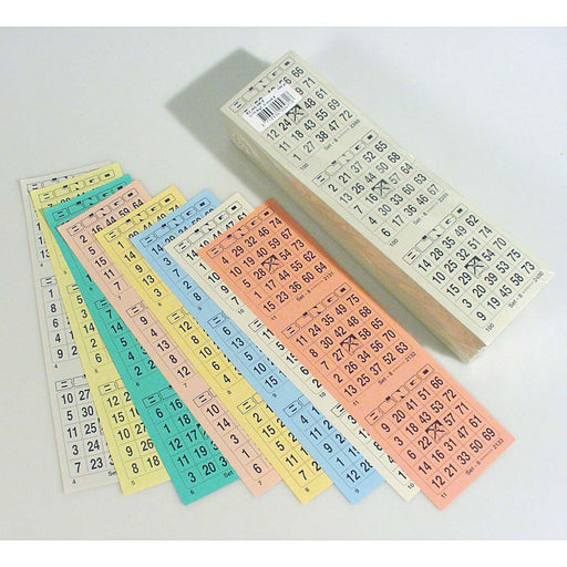 Bingokaarten  1-75 boekje 08 dik groot 3 tickets per vel enkel
