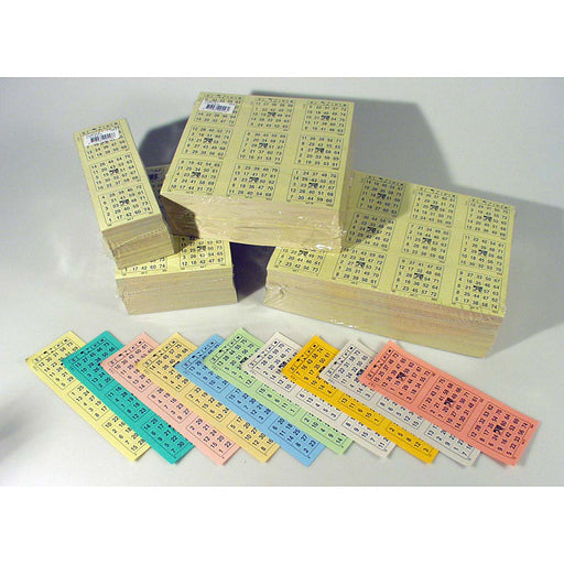 Bingokaarten  1-75 boekje 10 dik klein 3 tickets per vel overzicht alle soorten