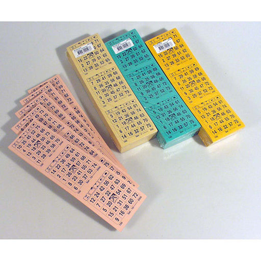 Bingokaarten  1-75 doorlopend 500 vel groot 3 tickets per vel enkel