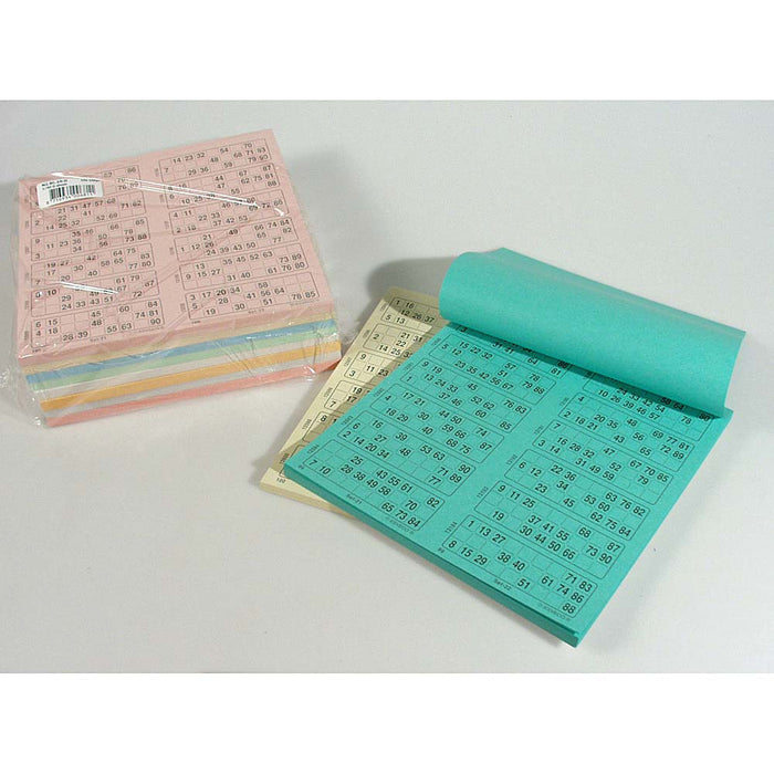 Bingokaarten 1-90 10 kleuren 100 vel per kleur dubbel