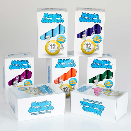 Bingostiften Magic Sketch overzicht alle kleuren in doosje