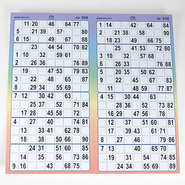 Kunststof Bingokaarten 6 up dubbel