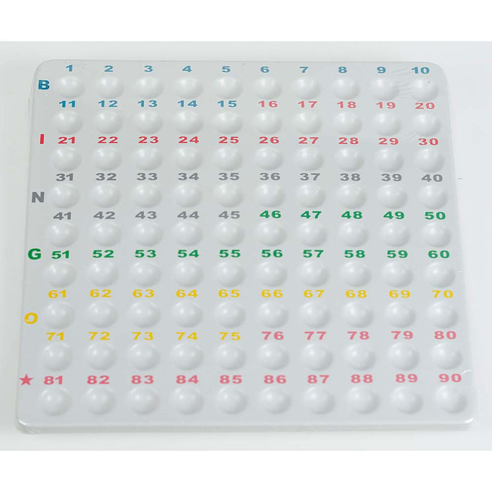 Kunststof bingo controlebord 1-90 voor kleine ballen