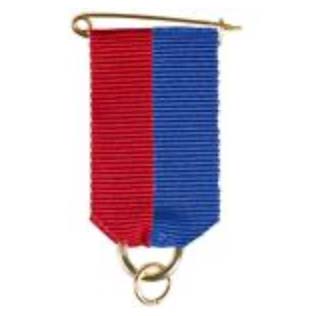 Speldlint - Rood-Blauw met goudkleurige speld en ringetjes