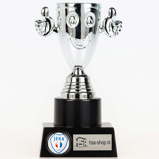 Trofee Happy zilver foto enkele trofee