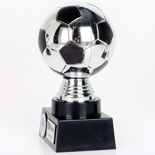 Trofee Voetbal Zilver-zwart zijaanzicht