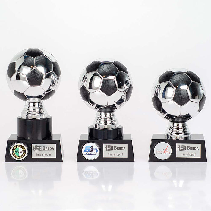 Trofee Voetbal Zilver-zwart