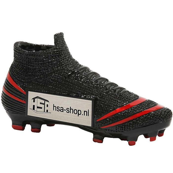 Trofee Voetbalschoen Zwart - Rood 13 cm