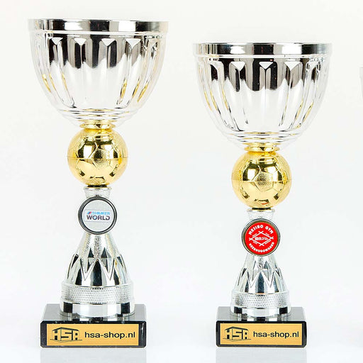 beker gouden voetbal tweetal bekers