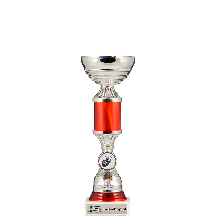 Sportbeker Maddox zilver met rode holografische buis