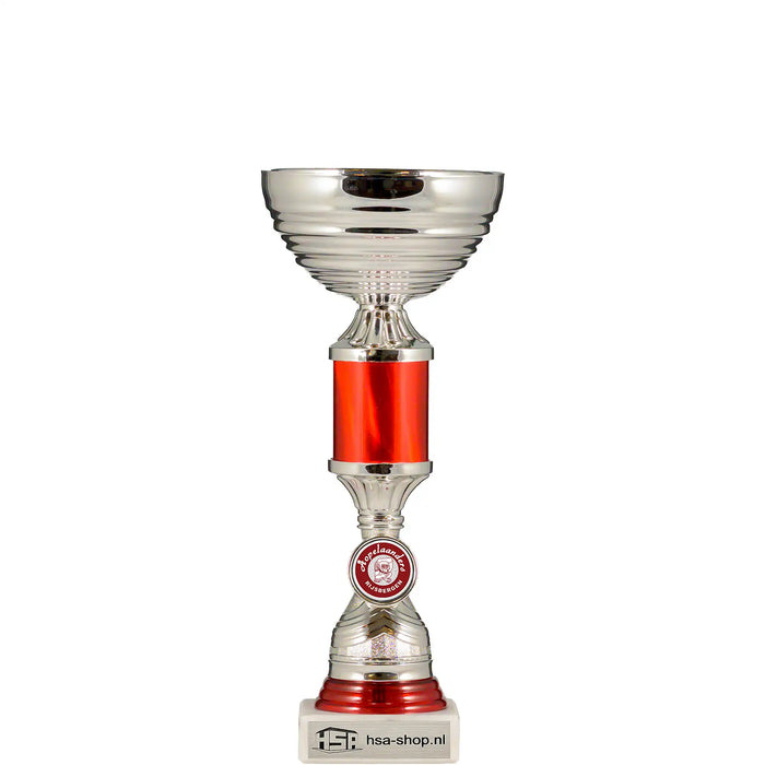 Sportbeker Maddox zilver met rode holografische buis