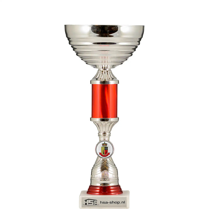 Sportbeker Maddox zilver met rode holografische buis