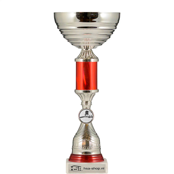 Sportbeker Maddox zilver met rode holografische buis