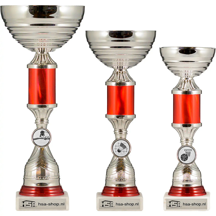 Sportbeker Maddox zilver met rode holografische buis