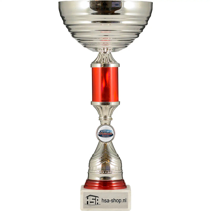 Sportbeker Maddox zilver met rode holografische buis