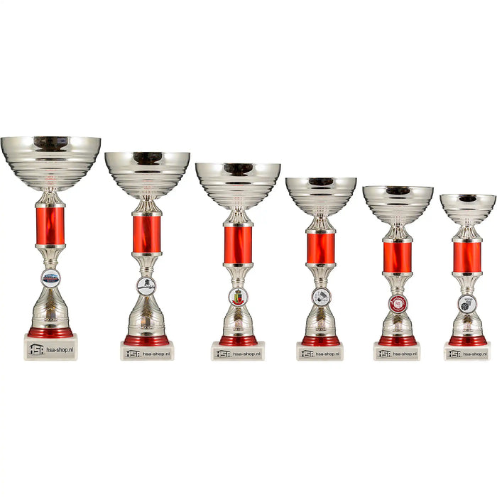 Sportbeker Maddox zilver met rode holografische buis