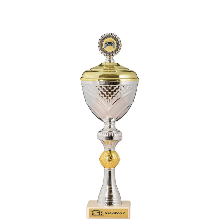 Beker Maya 31,5 cm trofee met marmeren voet.