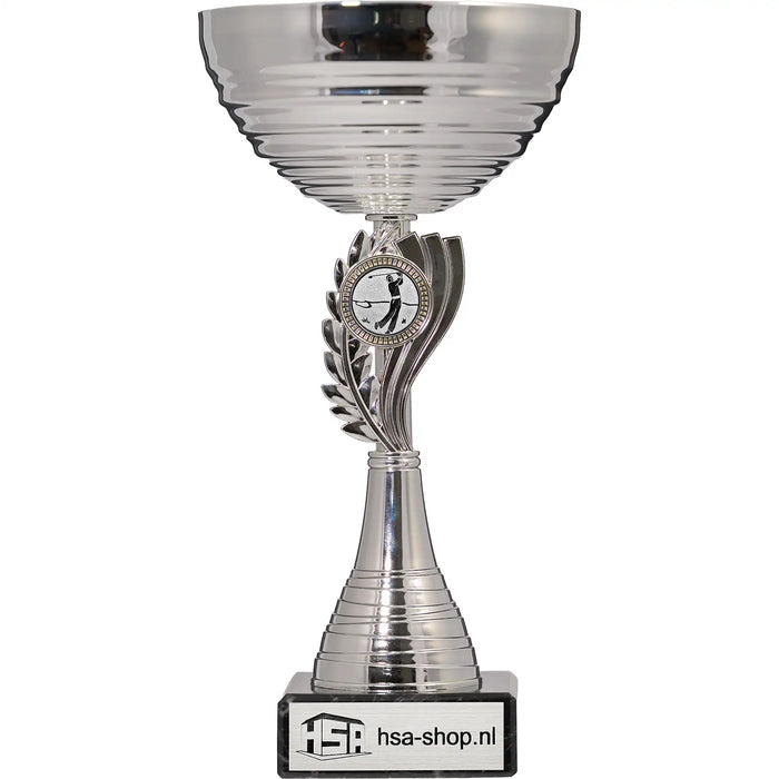 Beker Melia zilver 27,5 cm met zwarte marmeren voet