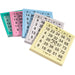 Bingokaarten nummers 1-75 pakje met de eerste vijf kleuren. In blokken van 100 vel.