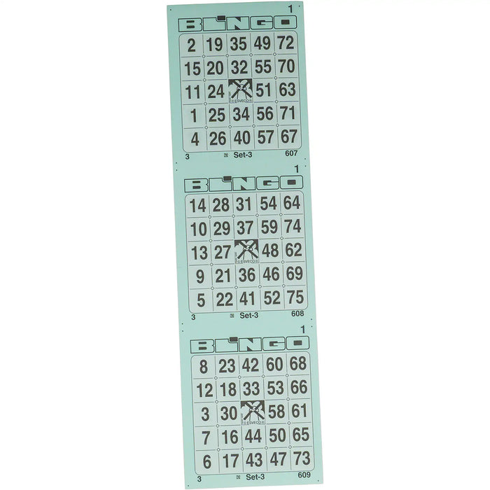 Bingokaarten 1-75 boekje 5 velletjes met 3 grote tickets