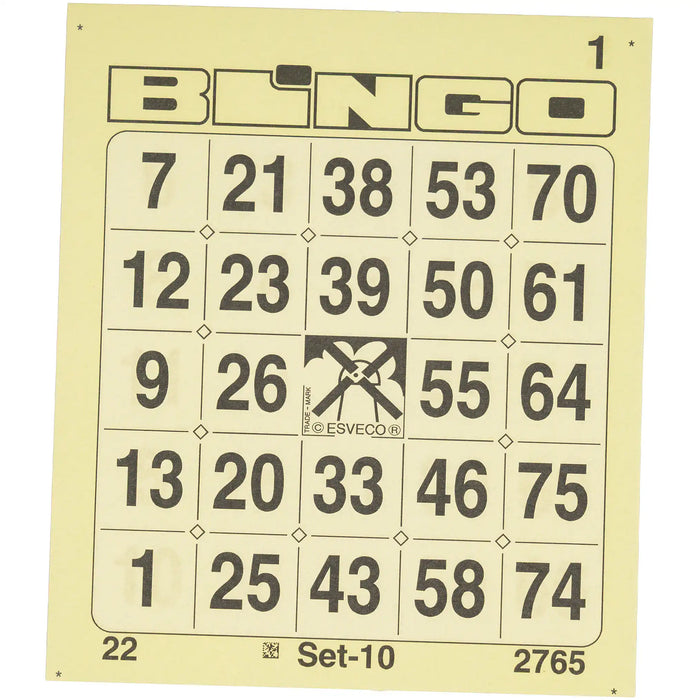 Bingokaarten 1-75 boekje 6 velletjes 1 groot ticket
