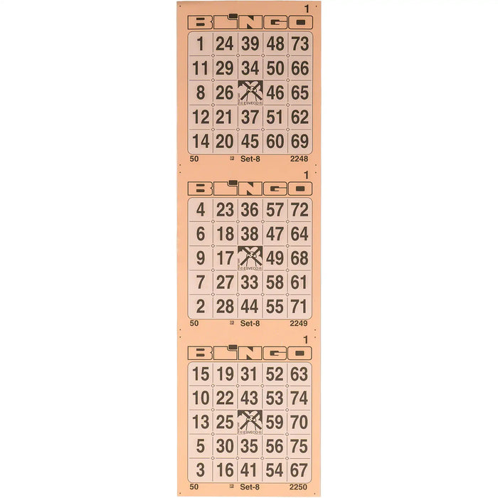 Bingokaarten 1-75 boekje 12 velletjes met 3 grote tickets