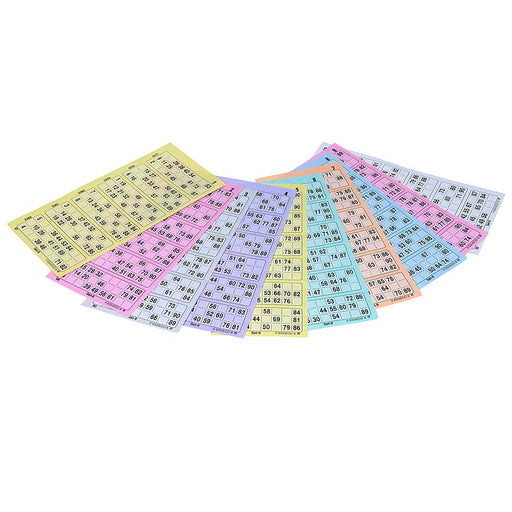 Bingokaarten 1-90 boekjes 10 dik verschillende kleuren blaadjes