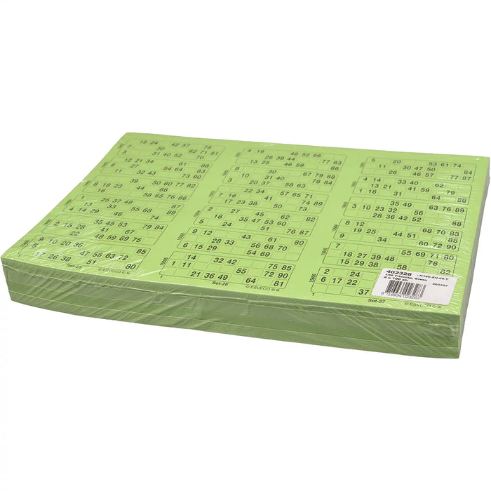 Bingokaarten 1-90 doorlopend 400 vel Triple, pak groen.