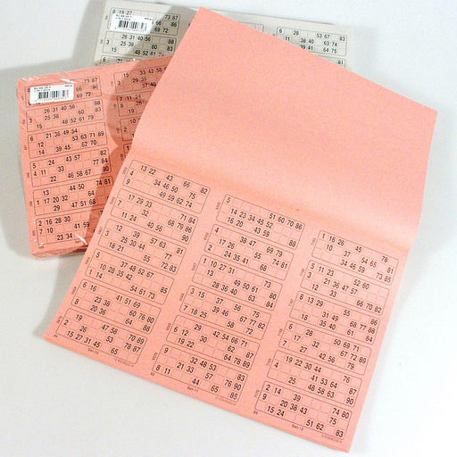 Bingokaarten 1-90 doorlopend 400 vel Triple voorbeeld van roze pak