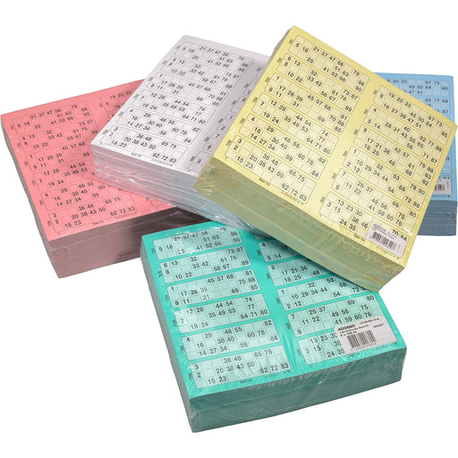 Bingokaarten 1-90 doorlopend 600vel Dubbel, alle kleuren bij elkaar.