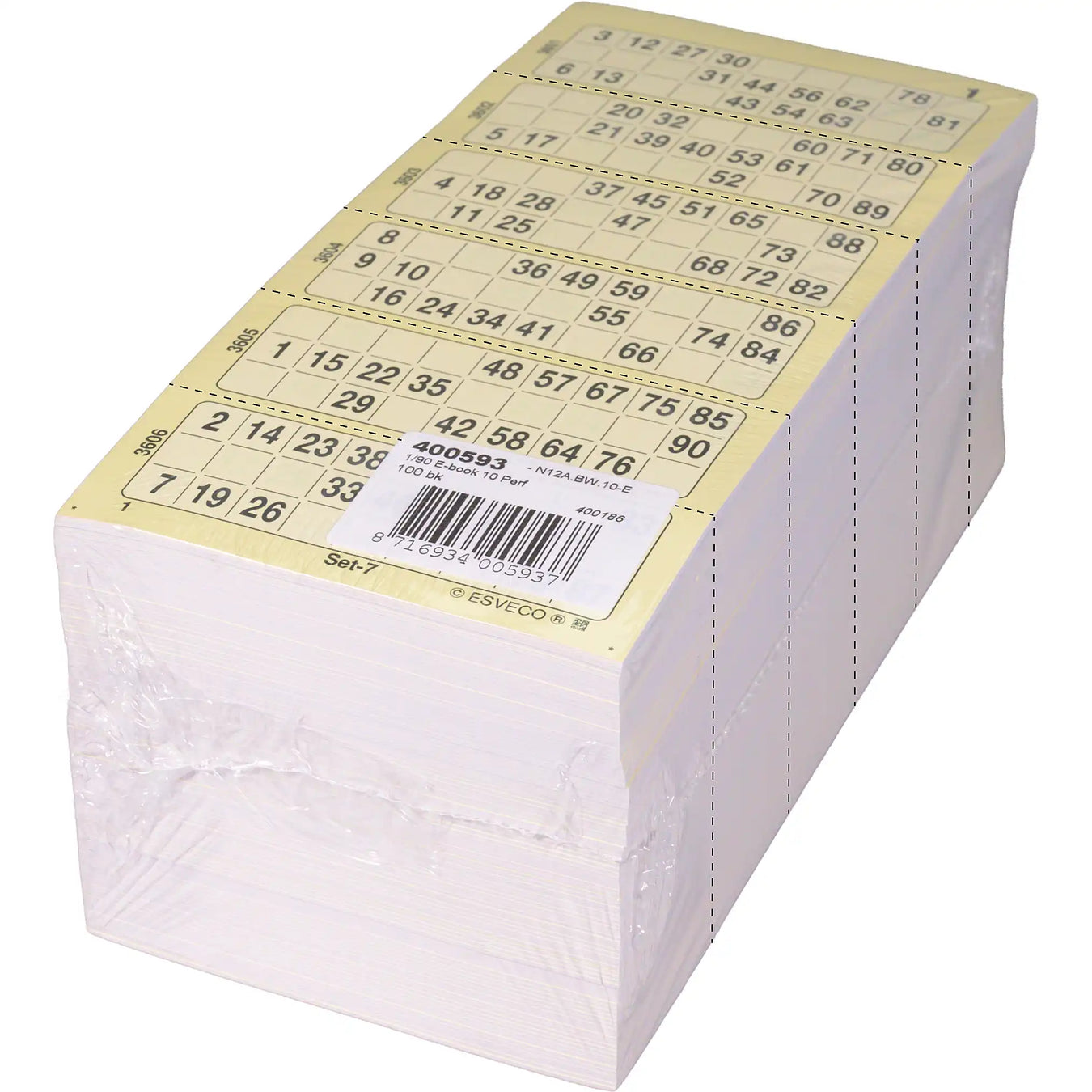 Bingokaarten nummers 1 tot 90