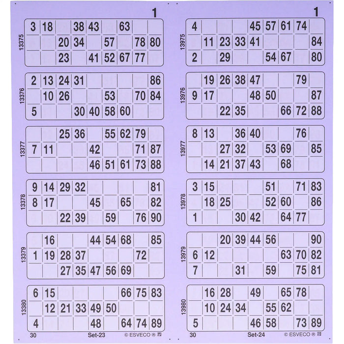 Bingokaarten boekjes 1-90 11 dik dubbel