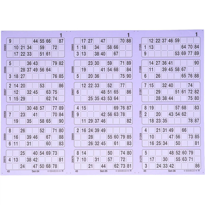 Bingokaarten boekjes 1-90 11 dik triple