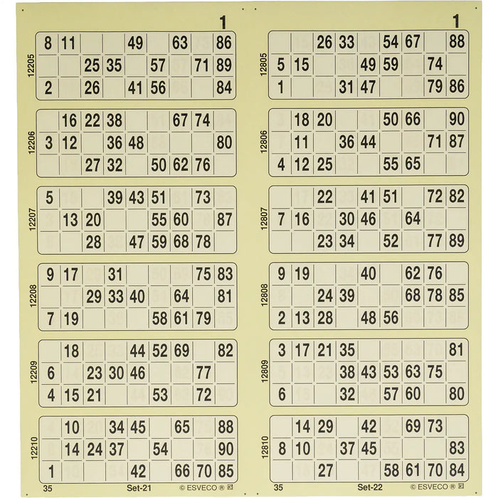 Bingokaarten boekjes 1-90 06 dik dubbel