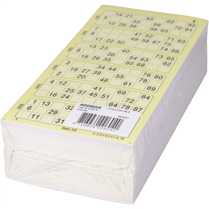 Bingokaarten boekjes 1-90 06 dik enkel
