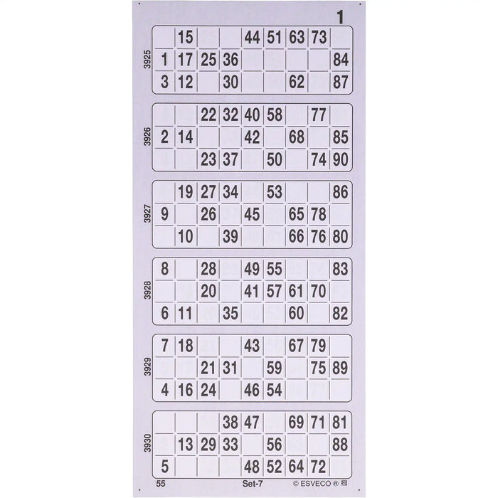 Bingokaarten boekjes 1-90 08 dik enkel